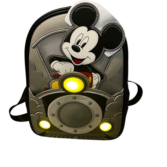 Loungefly Disney Mickey Mouse Train Conductor Light-Up  Backpack NWT - Picture 4 of 6
